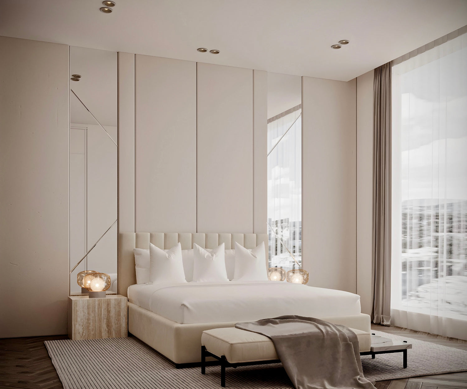 Elegant upholstered bed for Dubai interiors