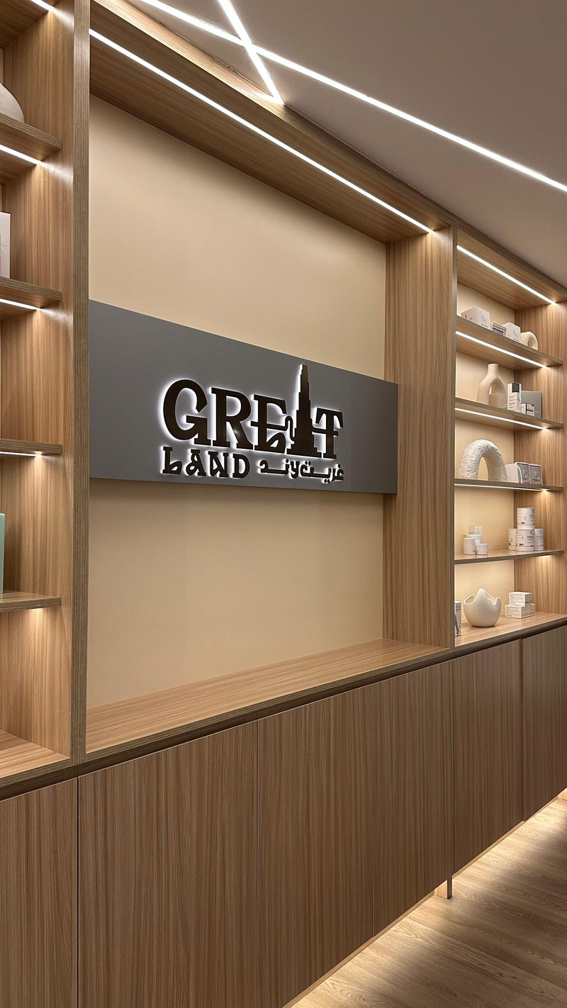 luxury office interior design showing decoration material in cupboard